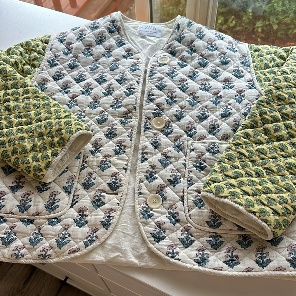 Vintage Zara Quilted Floral Jacket XS